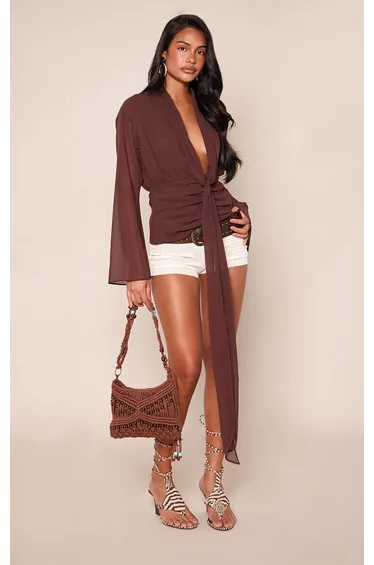 Cream Textured Crotchet Hot Pants
