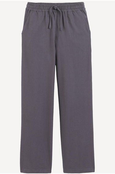 Cotton/Linen Straight Elasticated Waist Trousers