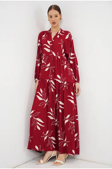 فستان بيج دارت متعدد الالوان بأكمام طويلة بطبعة أزهار