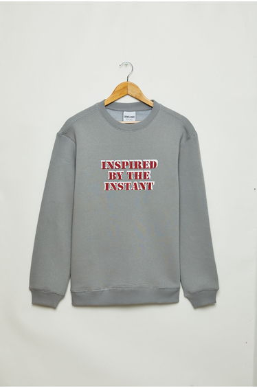 Fink Men's Cotton Round Neck Light Gray Sweatshirt