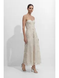 Serenade In The Sun Beige Floral Lace Spaghetti Strap Maxi Dress - 5