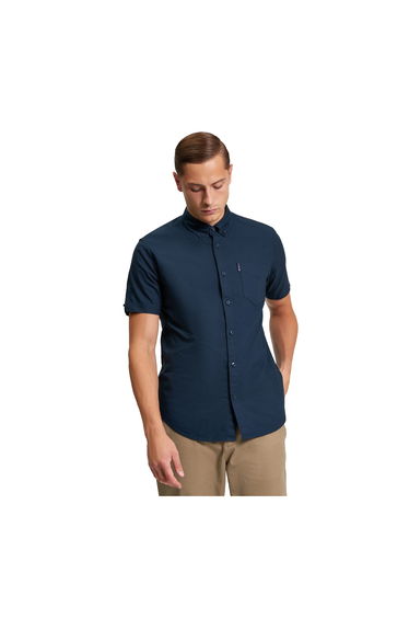 Ben Sherman Mens Signature Oxford Short-Sleeved Shirt - Dark Navy