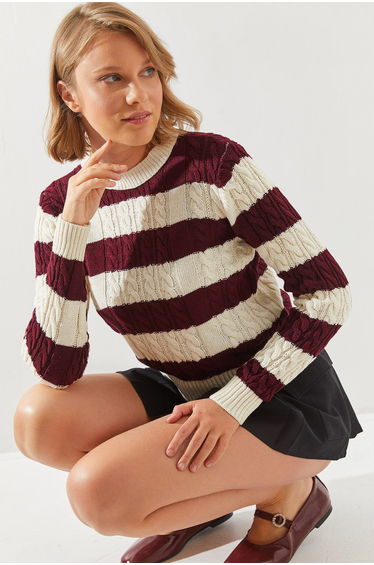 Women's Striped Crew Neck Sweater