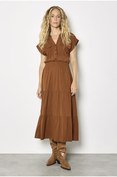 Tiered Utility Midaxi Dress