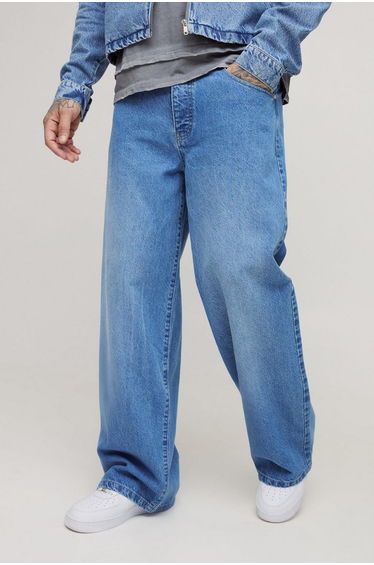 Tall Belted Baggy Fit Jeans - light wash