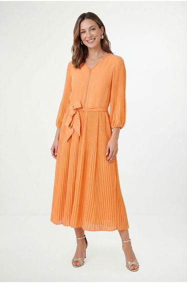 Petite Chiffon Plait Detail Pleated Midi Dress