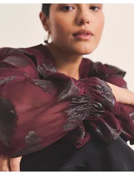 Jacquard Ruffle Blouse - 3