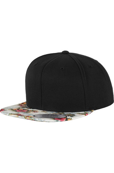 Yupoong Mens Fashion Print Premium Snapback Cap (Pack of 2) - Black/Floral Mint
