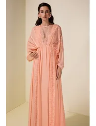 فستان ماكسي شيفون و دانتيل بأكمام باتوينغ - 2