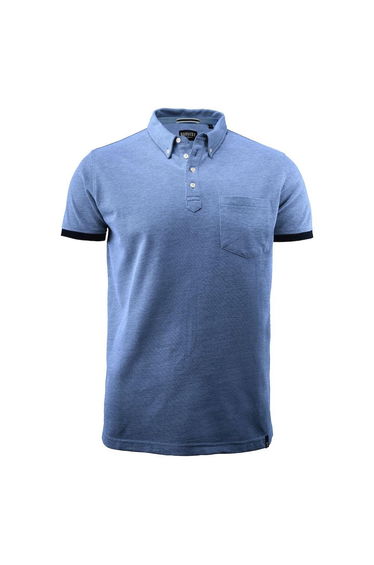 James Harvest Mens Larkford Melange Polo Shirt - Light Blue