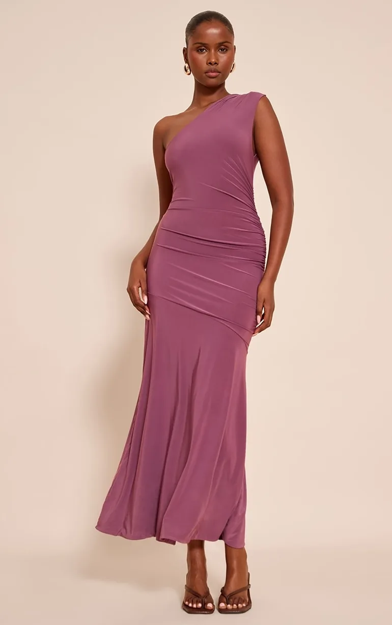 Mauve Double Layer Slinky One Shoulder Ruched Drop Hem Maxi Dress Prettylittlething Purple : Day Dresses : VogaCloset Bahrain Mauve Double Layer Slinky One Shoulder Ruched Drop Hem Maxi Dress Prettylittlething Purple : Day Dresses : VogaCloset Bahrain