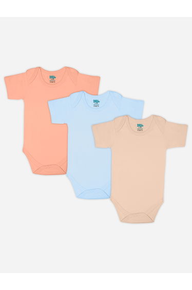 Pack of 3 - Solid Combed Cotton Short Sleeve Bodysuit