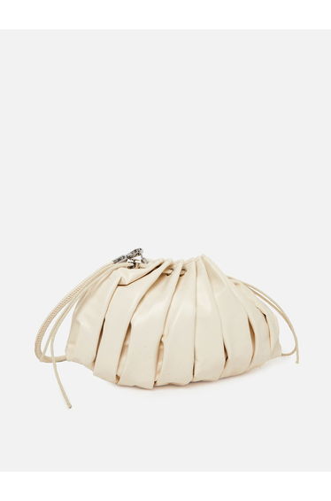 Off-White Pleated Drawstring Shoulder Bag