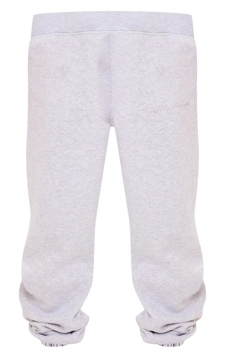 PRETTYLITTLETHING Ash Grey Embroidered Oversized Cuffed Joggers - 4