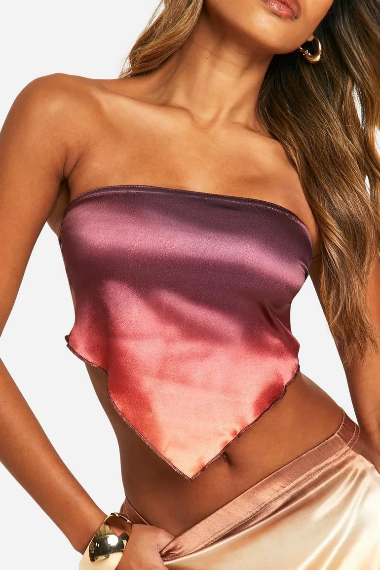 Ombre Disco Stretch Satin Scarf Top - multi - 3