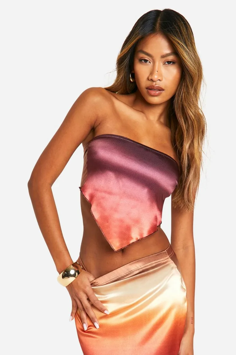 Ombre Disco Stretch Satin Scarf Top - multi - 2