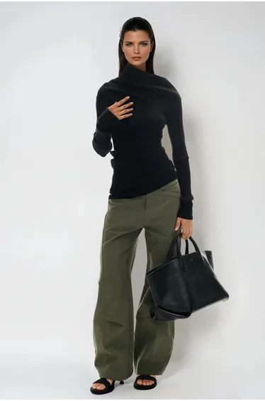 Dwain Asymmetric Knit Top In Black