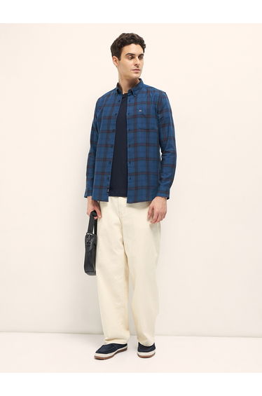 Men Cotton Checked Slim Fit Shirt