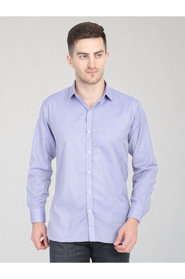 Men Purple Spread Collar Casual Shirt