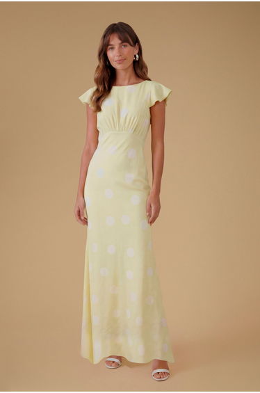Polkadot Crepe Maxi Dress