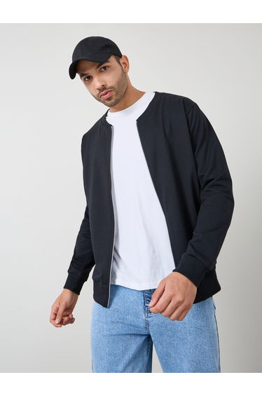 Relaxed Fit Zip Hoodie with Contrast Drawcord