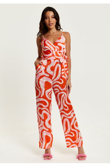 Women's Jumpsuit in Pink and Red Abstract Print product thumbnail 2