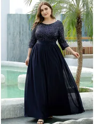 ever FLORENCE|Sequin Round Neckline Dress with Chiffon - 3