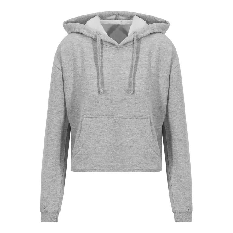 Awdis Womens/Ladies Girlie Cropped Hoodie - Heather Grey