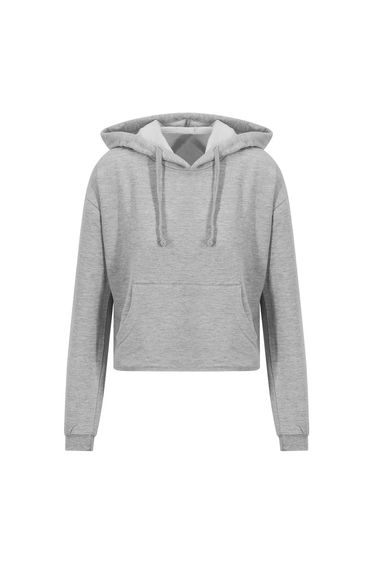 Awdis Womens/Ladies Girlie Cropped Hoodie - Heather Grey