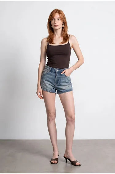 DILVIN High-Waist Cotton Denim Shorts