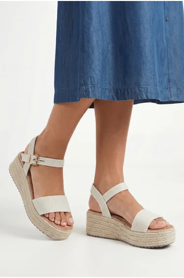 Good For The Sole: Elodie Textile Medium Wedge Sandals
