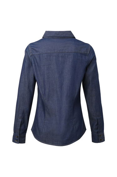 Premier Womens/Ladies Jeans Stitch Long Sleeve Denim Shirt - Indigo Denim product thumbnail 3