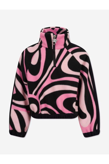 PUCCI Girls Marmo Half Zip Sweatshirt in Pink