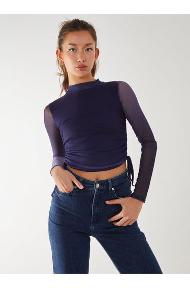 Long Sleeve Ombre Mesh Top