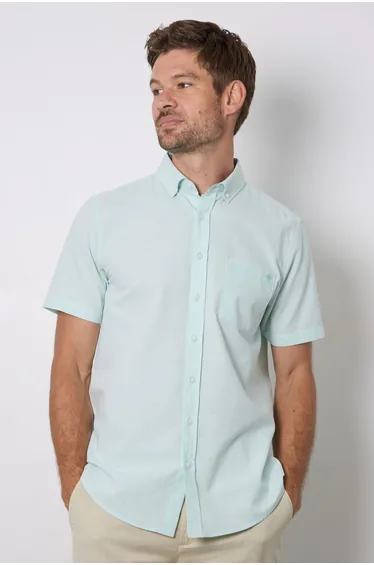Aqua Textured Short Sleeve Shirt