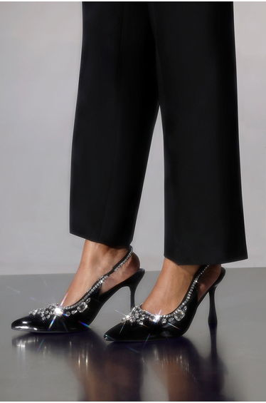 Channing Black Crystal Embellished Slingback Heel