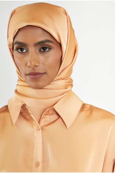 Glamorous Modesty Apricot Satin Headscarf