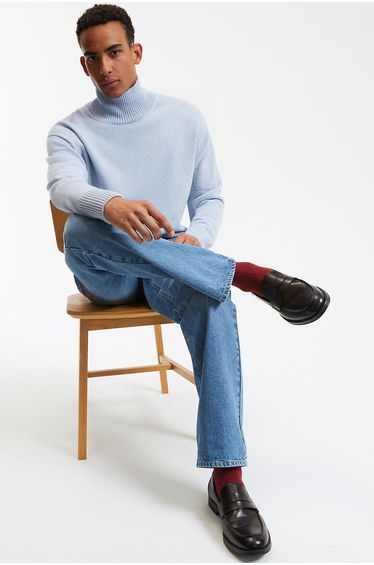 Wool/Cashmere Jumper/Sweater with Funnel Neck