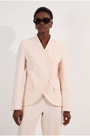 Petite Compact Stretch Asymmetric Single Breasted Tailored Blazer
