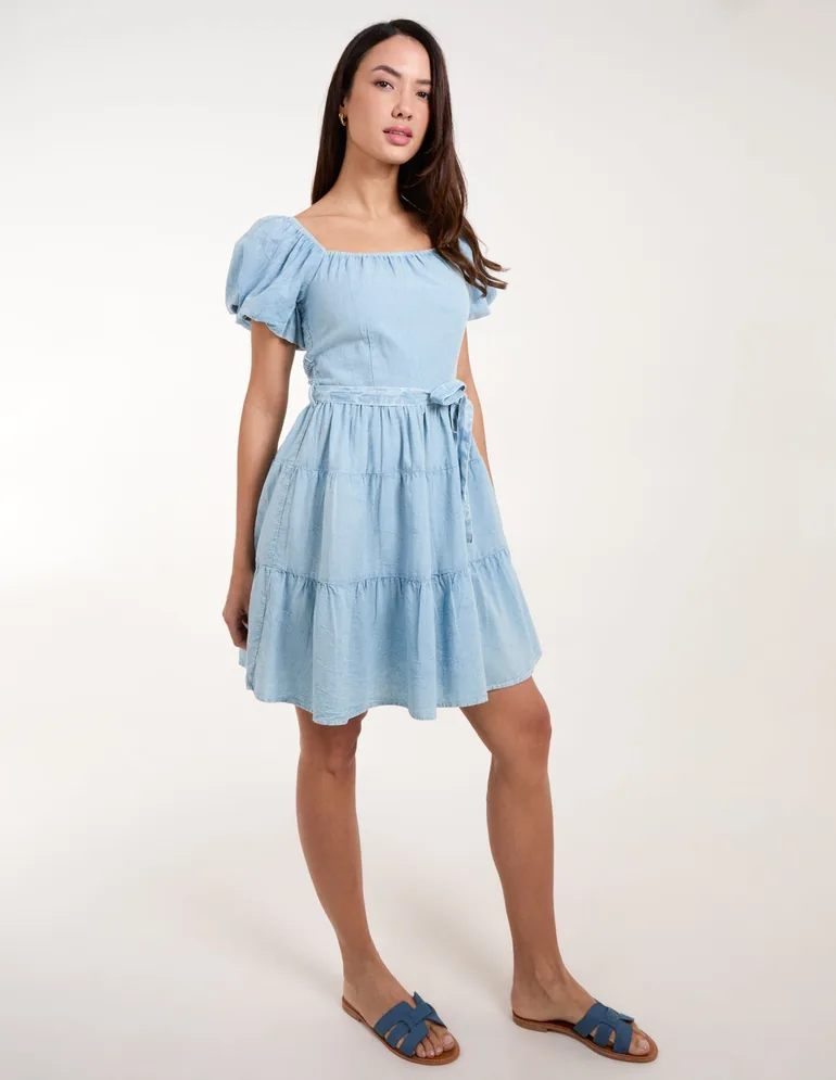 blue vanilla dress Danuwa Layered Sleeveless Dress in Blue Vanilla Marrone Stripes Des Kohan