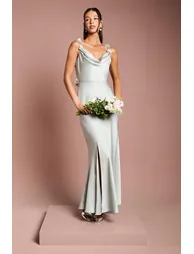 Strappy Cowl Maxi with Floral Detail Dress - 3