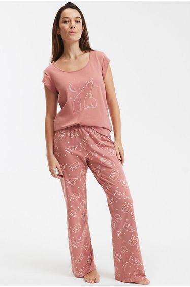 Bear Print Cotton Pyjamas with Short Sleeves