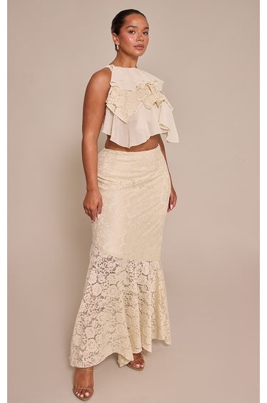 Shape Butter CREAM Chiffon Lace Mix Tiered Top