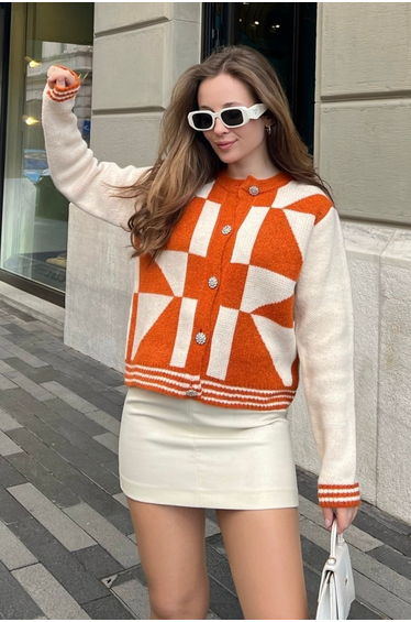 Women's Patterned Buttoned Knitwear Cardigan