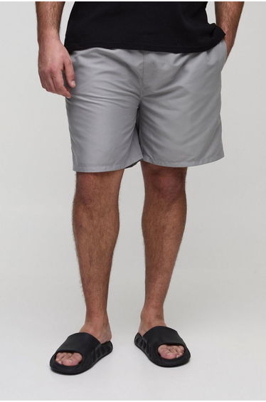 Plus Mid Length Swim Shorts - grey