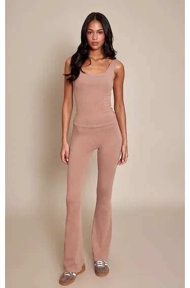 Tall PLT Mocha Soft Cotton Yoga Flares