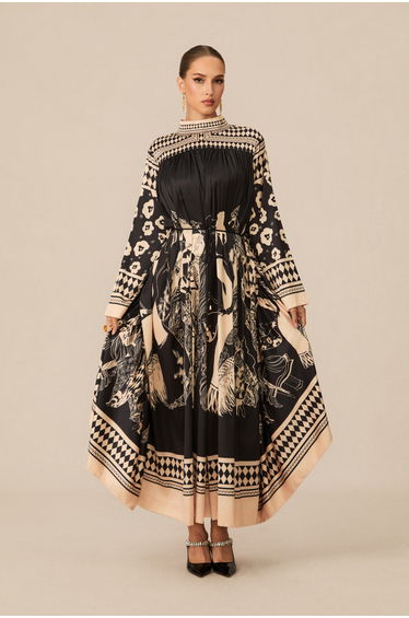 Leila Printed High Neck Maxi Kaftan