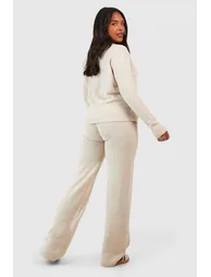 Plus Wrap Tie Side Jumper And Trouser Co-ord - stone - 1