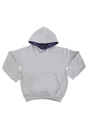 Awdis Kids Varsity Hooded Sweatshirt / Hoodie / Schoolwear - Heather Grey /French Navy
