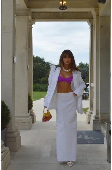 White Straight-Fit Maxi-Skirt